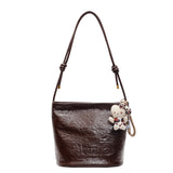 NAMCOVERSE 2025 ins trendy simple and versatile shoulder bag high sense women's fashion pleated bucket bag women's popular new messenger bag