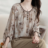 2025 Fresh smudged mulberry silk shirt, sweet silk top,  T-shirt, casual Popular style short women's clothing summer