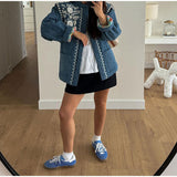 NAMCOVERSE 2025 Long-sleeved printed pocket cotton jacket popular  New autumn and winter women's single-breasted commuter warm jacket
