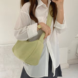 NAMCOVERSE 2025 trendy large-capacity bag solid color soft leather square pillow bag wide shoulder strap simple messenger tote bag women