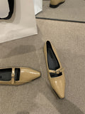 2025 Brown pointed single shoes women's shoes spring and autumn popular new commuting versatile light mouth one pedal soft flat bottom ladyshoes