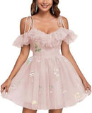 2025 suspender evening dress short dress popular new mesh yarn slim and thin adult ceremony host dress