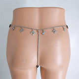 2025 Fb2110  stainless steel twelve constellation rhinestone letter pendant waist chain underwear integrated combination thong chain
