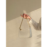 NAMCOVERSE 2025 Internet celebrities ins new armpit bag gentle chain beaded shoulder bag women's fashion fashion brand crocodile baguette bag