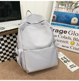 New Large Capacity Solid Color Backpack Female Korean Style All-Matching School Bag Male High School Backpack College Student Trip Tide