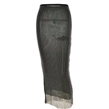 2025 New  summer hot-selling new skirt, fashionable and sexy slim-fitting hot diamond perspective hip skirt