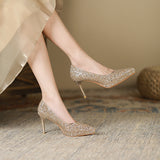2025 8088-6 Bridesmaids Bride Wedding Shoes Women's 2025 New Pointed Thin Heel Xiuhe Shoes Temperament High Heels Women's 8CM