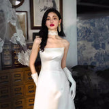 2025 tube top satin wedding dress main dress white simple bridal welcome dress