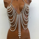 LH4728 2025 luxury pearl beaded breast chain, performance clothing accessories, purely handmade neck body chain
