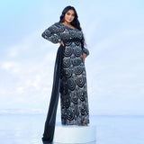 2025 Popular trade Popular,  and the United States fat mm large size women's clothing long-sleeved V-neck banquet sequined strap evening dress dress