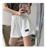 NAMCOCERSE Spring and Summer Thin Waffle Loose Sports Shorts Women's Elastic Waist Wide Leg Hot Pants Casual High Waist Straight Home Pants