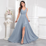 2025 2025 evening dresses fashionable new bridesmaid dresses with split ends long A-shaped pleated chiffon formal dresses