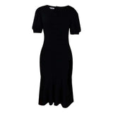 2025 D260  popular spring and summer new fashion temperament OL commuter solid color hip-wrapped ruffle African dress