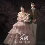 2025Temperament Girl Studio Theme Wedding Photography Outdoor Photo Dress Pink White Color Yarn Travel Photography Light Wedding Dress