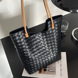 NAMCOVERSE 2025Cowhide bag woven women's summer ins wind large capacity leather shoulder women's bag underarm advanced sense commuter tote bag