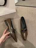 2025 Brown pointed single shoes women's shoes spring and autumn popular new commuting versatile light mouth one pedal soft flat bottom ladyshoes