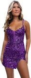 2025  dress popular autumn and winter new  sequined suspender sexy hip-wrapped slim mini V dress