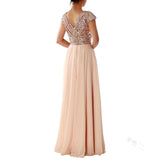 NAMCOVERSE Summer New Foreign Trade Dress Wish  New V-neck Sequins Chiffon Stitching Evening Long Dress