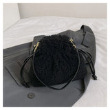 NAMCOVERSE 2025 autumn and winter new granular lamb wool portable bucket bag simple versatile drawstring design lucky bag change bag