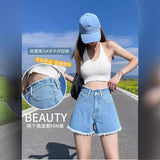 NAMCOCERSE Black Denim Shorts Women's Summer High Waist plus Size Loose Korean Style Slimming and All-Matching Ladies New Wide Leg Hot Pants