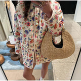 NAMCOVERSE 2025 Retro long-sleeved quilted printed cotton clothes popular  New fashion women's autumn and winter single-breasted warm jacket