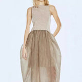 2025 Zheng Xiyi same popular summer new waist splicing new Chinese bud vest skirt sleeveless dress