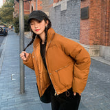 Winter stand-up collar down cotton-padded clothes 2023 New Year's short Korean version cotton-padded jacket female student Yaya Nana