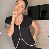 L4804Y New new pearl body chain fashionable splicing neck pearl chain handmade versatile body chain