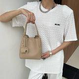 NAMCOVERSE 2025Leather women's bags, niche portable vegetable basket bags, cowhide bucket bags, high-end fashion trend single shoulder messenger bags