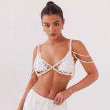 Q4803Y 2025 retro sexy multi-layer pearl breast chain, personalized bikini hollow neck top body chain