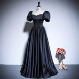 2025 Black evening dress  new high-end banquet satin host art test dress temperament socialite long dress spring