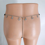 2025 Fb2110  stainless steel twelve constellation rhinestone letter pendant waist chain underwear integrated combination thong chain