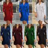 2025 new 2025 independent station women's fashionable and sexy waist multi-color sequined suit collar lace-up dress
