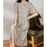 2025 Mulberry silk, heavy craft embroidered silk lace dress, comfortable and high-end skirt, medium and long women's clothing summer
