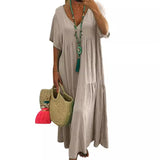 NAMCOVERSE Spring and Summer European and American Wish  New V-neck Irregular Multi-Color Multi-Size Long Large Hem Dress