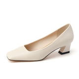 2025 488A square head thick heel single shoes women's 2025 new  light mouth medium heel women's shoes niche professional work shoes