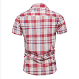 NAMCOVERSE 2025 popular Summer Men's New Plaid Shirt Men's Casual Pocket Casual Business Top Lapel Short Sleeve Top