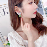2025 Light luxury fashion water drop zircon butterfly stud earrings women's s925 silver needle high-end temperament super fairy sweet personality earrings