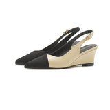 2025 5162-10 Back empty one-word color matching wedge heels women's 2025 women's summer new pointed thick-soled high heels