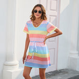 NAMCOVERSE Real spot 2025  crew neck striped printed onesie jumpsuit short sleeve pajamas casual dress