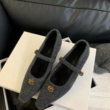 2025 light mouth thick heel single shoes women's 2025 new velvet one-word buckle Mary Jane shoes medium heel fluffy shoes