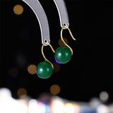 2025 New Chinese style imitation chalcedony jasper ear hook retro high-end earrings popular new temperament white earrings tide