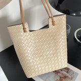 NAMCOVERSE 2025Cowhide bag woven women's summer ins wind large capacity leather shoulder women's bag underarm advanced sense commuter tote bag