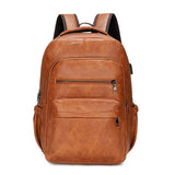 NAMCOVERSE  Backpack Backpack Men's Korean-Style PU Leather Student Backpack Multi-Functional Waterproof Outdoor Computer Backpack