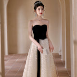2025 tube top evening dress dress women  new light wedding dress fugitive princess travel photography light luxury niche high-end spring