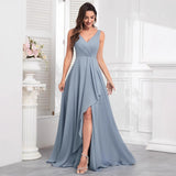 2025 2025 evening dresses fashionable new bridesmaid dresses with split ends long A-shaped pleated chiffon formal dresses