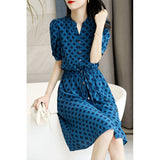 2025 High-end silk dress geometric printing heavy mulberry silk  women's clothing new  medium and long skirt summer