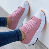 namcoverse HOTan and NEWn Cross-Border Large Size Casual Shoes Women's  Spring and Autumn New Solid Color Thick Bottom Lace-up Canvas Shoes Casual Shoes