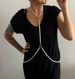 L4804Y New new pearl body chain fashionable splicing neck pearl chain handmade versatile body chain