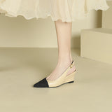 2025 5162-10 Back empty one-word color matching wedge heels women's 2025 women's summer new pointed thick-soled high heels